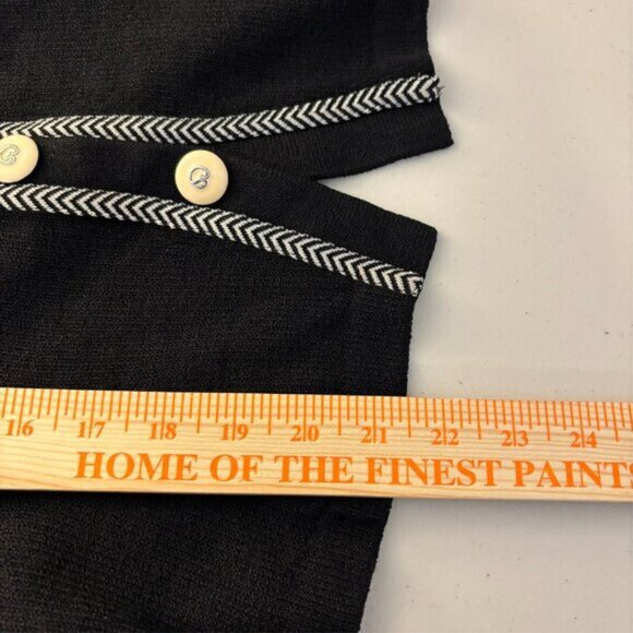 Vintage St. John Collection Marie Gray Women's Black cream button cardigan sz 12 - Picture 10 of 10